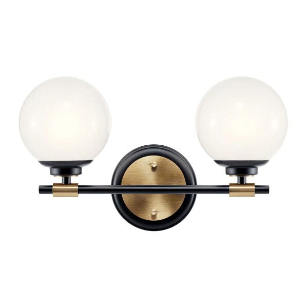 Lampe de salle de bain LED G9 verre métal IP44 L:37,3 cm Boule
