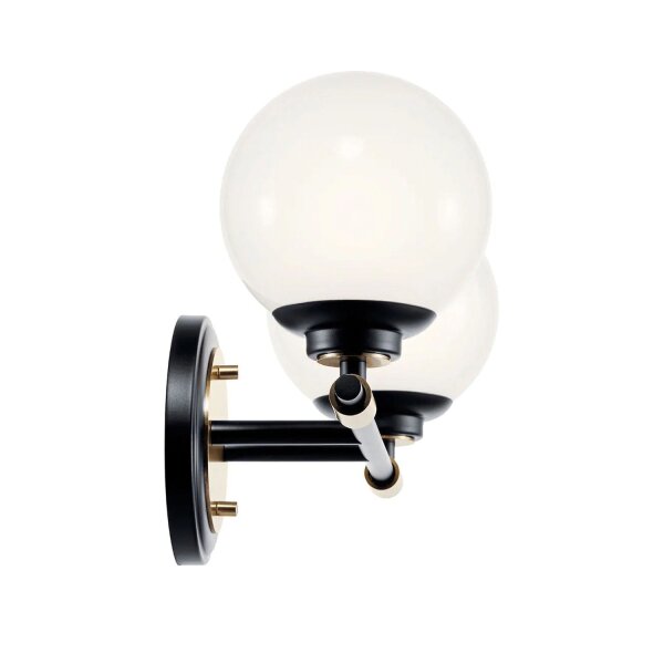 Lampe de salle de bain LED G9 verre métal IP44 L:37,3 cm Boule