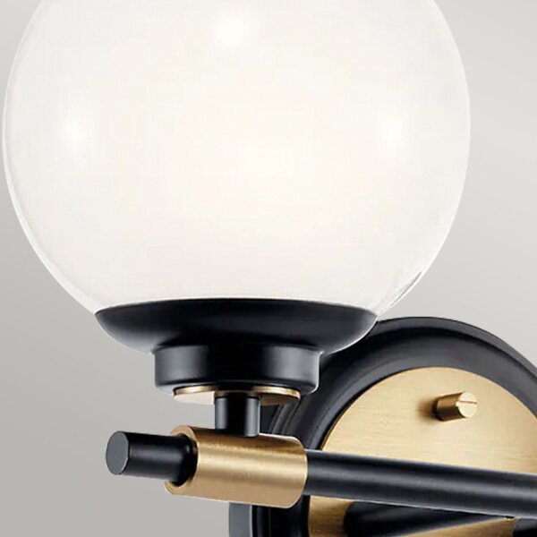 Lampe de salle de bain LED G9 verre métal IP44 L:37,3 cm Boule