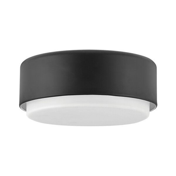 Lampe de plafonnier ronde Ø 30,5 cm noir blanc métal verre 2x E27