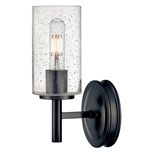 Applique métal verre hauteur 26,2 cm noir E27 GRACIA