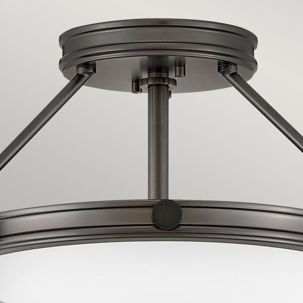 Lampe de plafonnier ronde métal verre Ø 42 cm noir blanc 3x E14