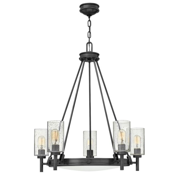 Lustre avec abat-jour D : 68,5 cm rond noir métal verre