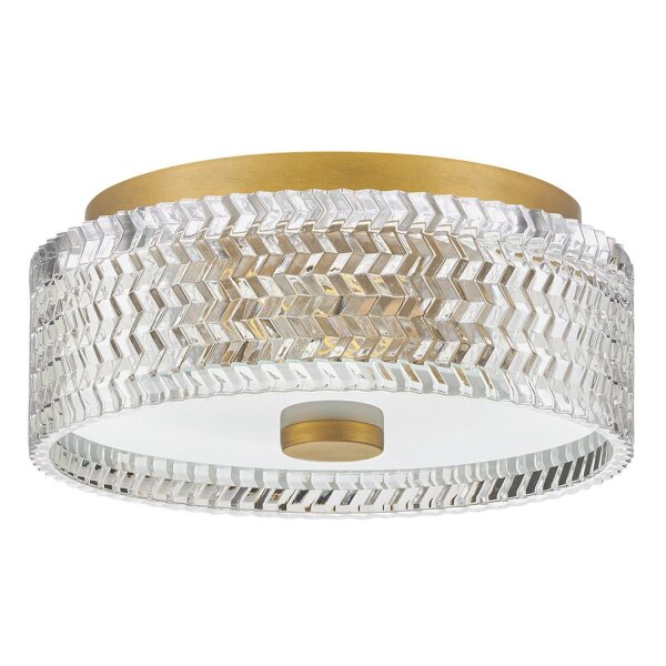 Lampe de plafonnier E27 cristal rond D : 30,5 cm en laiton antique