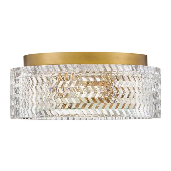 Lampe de plafonnier E27 cristal rond D : 30,5 cm en laiton antique