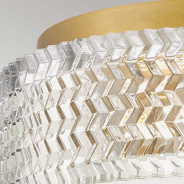 Lampe de plafonnier E27 cristal rond D : 30,5 cm en laiton antique