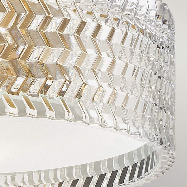 Lampe de plafonnier E27 cristal rond D : 30,5 cm en laiton antique
