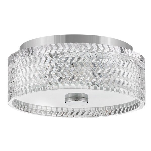Plafonnier rond Ø 30,5 cm chrome E27 abat-jour cristal