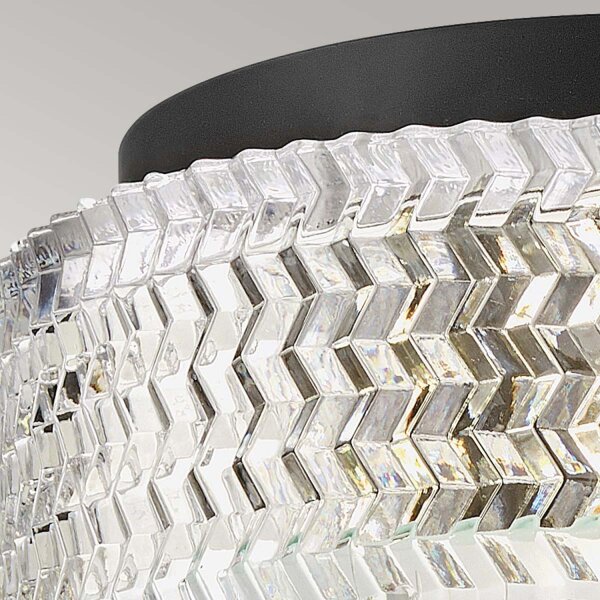 Plafonnier cristal rond Ø 30,5 cm noir E27 anti-éblouissement