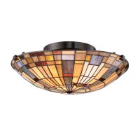 Lampe de plafonnier style Tiffany ronde Ø 40,7 cm...