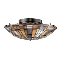 Lampe de plafonnier style Tiffany ronde Ø 40,7 cm...