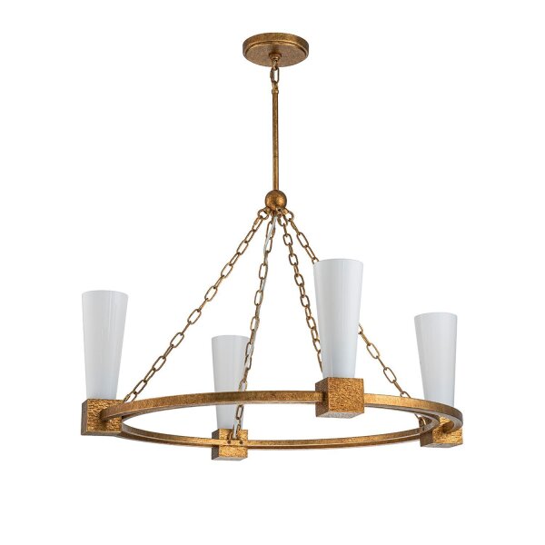Lustre métal verre 83,8 cm de large H : max. 205,7 cm Anneau