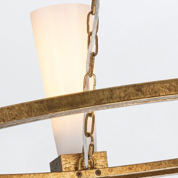 Lustre métal verre 83,8 cm de large H : max. 205,7 cm Anneau