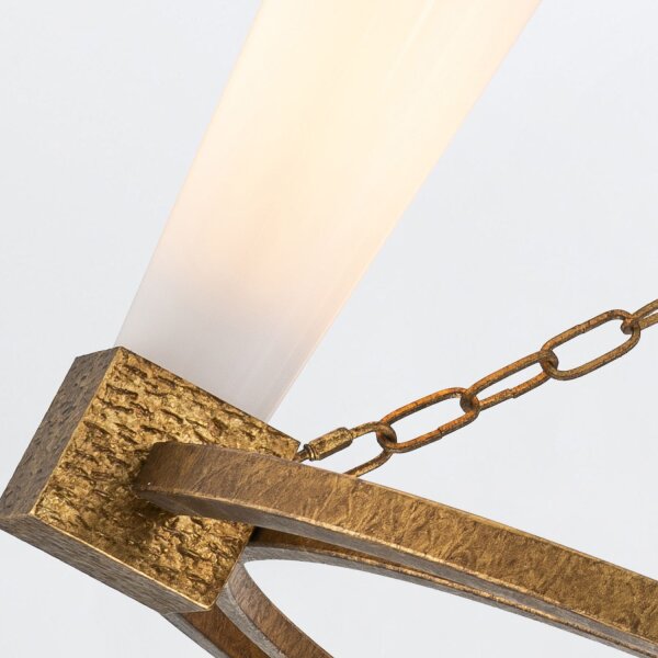Lustre métal verre 83,8 cm de large H : max. 205,7 cm Anneau