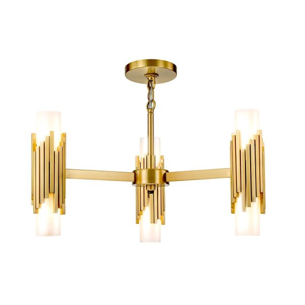 Lustre métal verre L : 66 cm H : max. 141,4 cm 6x E14