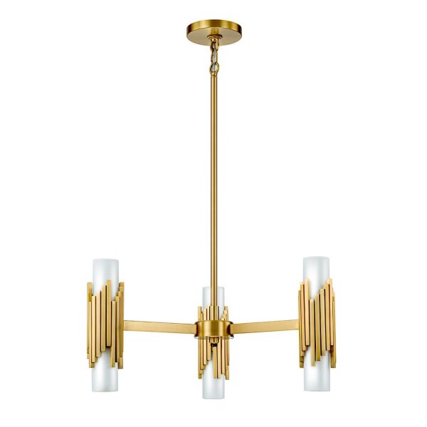 Lustre métal verre L : 66 cm H : max. 141,4 cm 6x E14