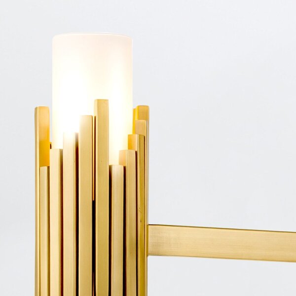 Lustre métal verre L : 66 cm H : max. 141,4 cm 6x E14