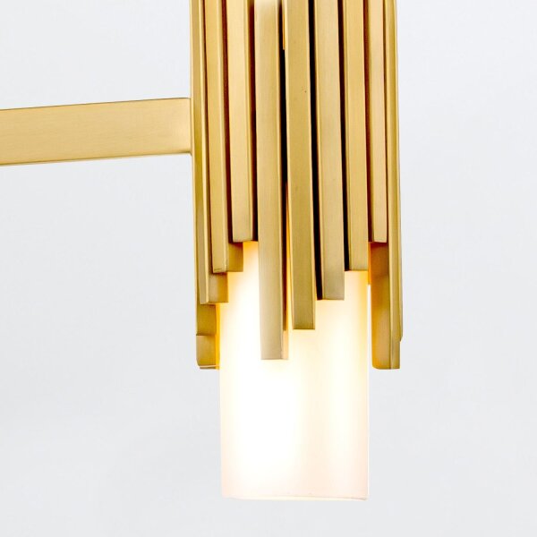 Lustre métal verre L : 66 cm H : max. 141,4 cm 6x E14
