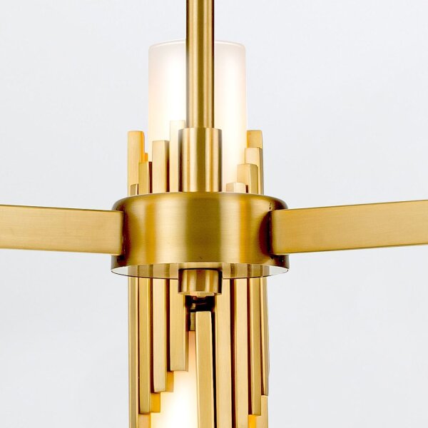 Lustre métal verre L : 66 cm H : max. 141,4 cm 6x E14