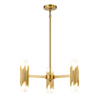Lustre métal verre L : 66 cm H : max. 141,4 cm 6x E14