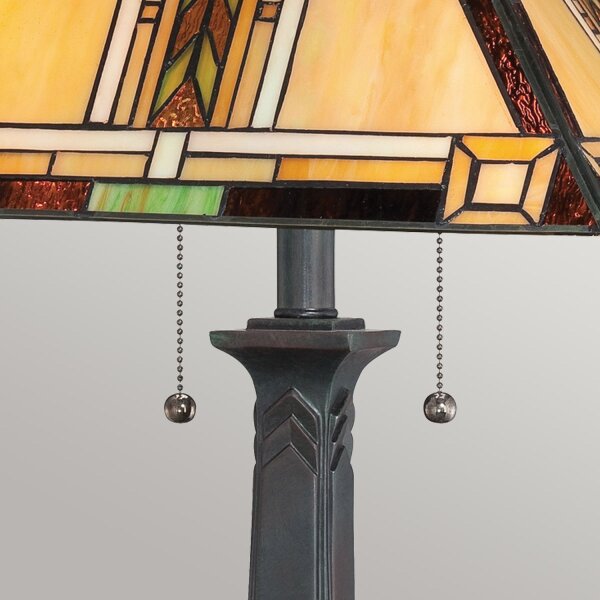 Lampe de table métal verre 63,1 cm style Tiffany Interrupteur à tirette
