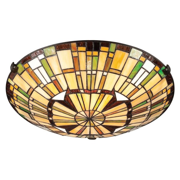 Plafonnier style Tiffany verre coloré Ø 42 cm rond 2x E27