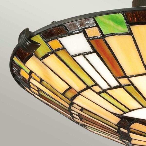 Plafonnier style Tiffany verre coloré Ø 42 cm rond 2x E27