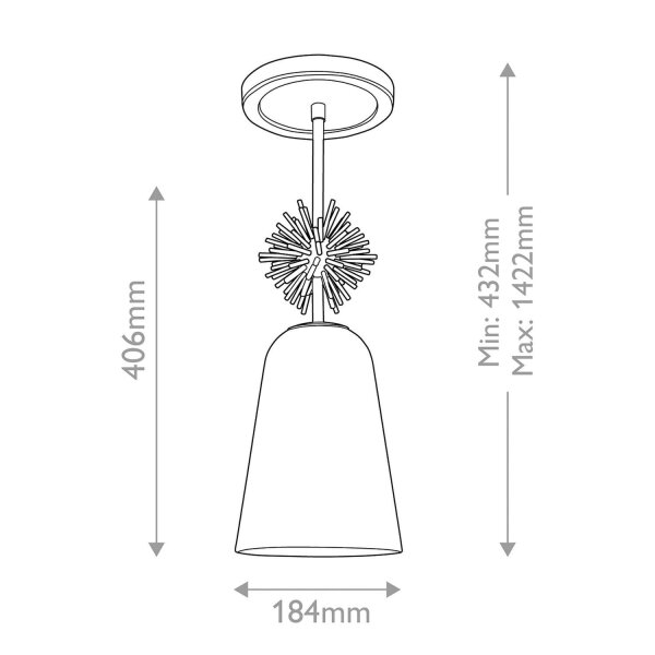 Suspension verre métal Ø 18,4 cm E27 or antique blanc