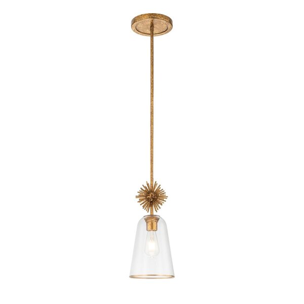 Lampe à suspendre verre métal L : 18,4 cm E14 réglable or antique
