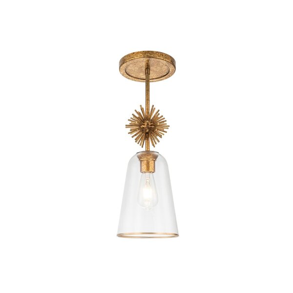 Lampe à suspendre verre métal L : 18,4 cm E14 réglable or antique