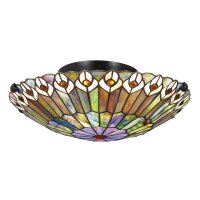 Lampe de plafonnier vitrail Ø 42 cm rond 2x E27...