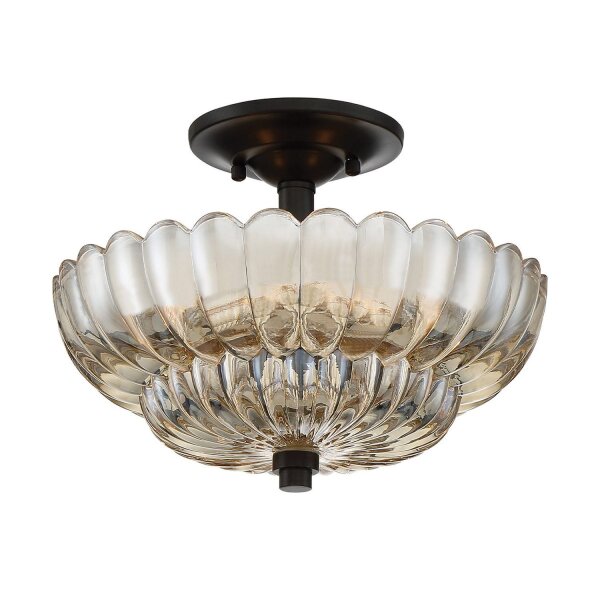 Lampe de plafonnier verre fumé D : 29,7 cm E14 3-flamme