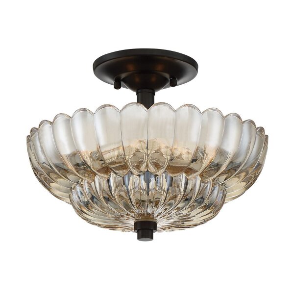 Lampe de plafonnier verre fumé D : 29,7 cm E14 3-flamme