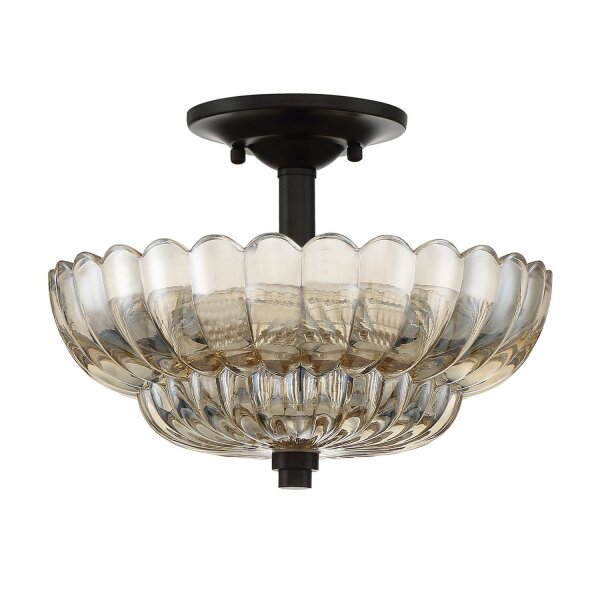 Lampe de plafonnier verre fumé D : 29,7 cm E14 3-flamme
