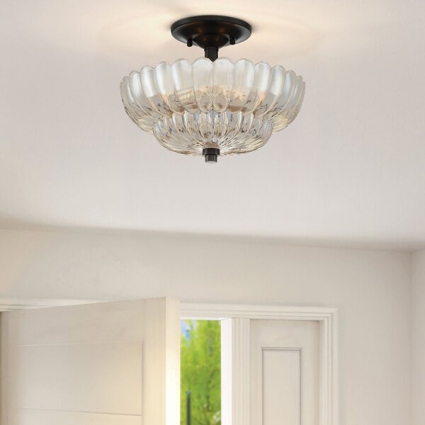 Lampe de plafonnier verre fumé D : 29,7 cm E14 3-flamme