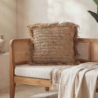 Coussin décoratif avec franges dalgues marines L :...