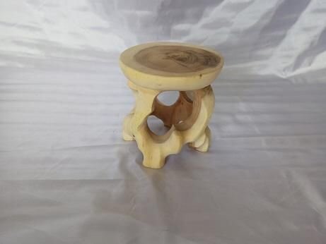 Podestat en teck bois massif H : 20 cm petite pièce unique travail manuel