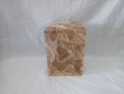 Tabouret Table dappoint bois teck H : 40 cm pièce unique travail manuel