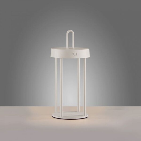 Lampe de table LED rechargeable aluminium dimmable IP44 28,4 cm blanc
