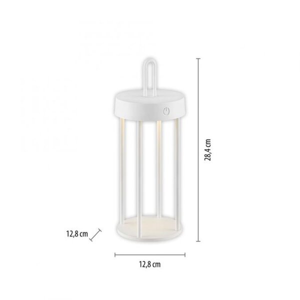Lampe de table LED rechargeable aluminium dimmable IP44 28,4 cm blanc