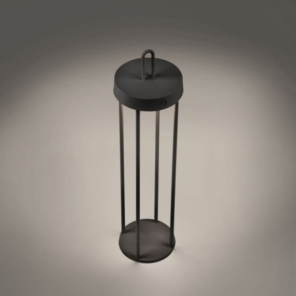 Lampe de table LED rechargeable métal dimmable IP44 2 W noir