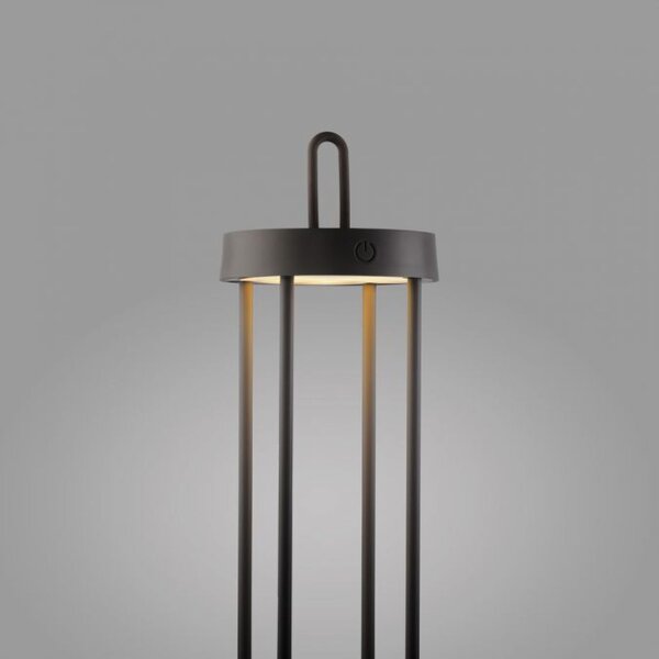 Lampe de table LED rechargeable métal dimmable IP44 2 W noir