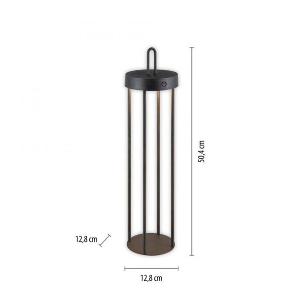 Lampe de table LED rechargeable métal dimmable IP44 2 W noir