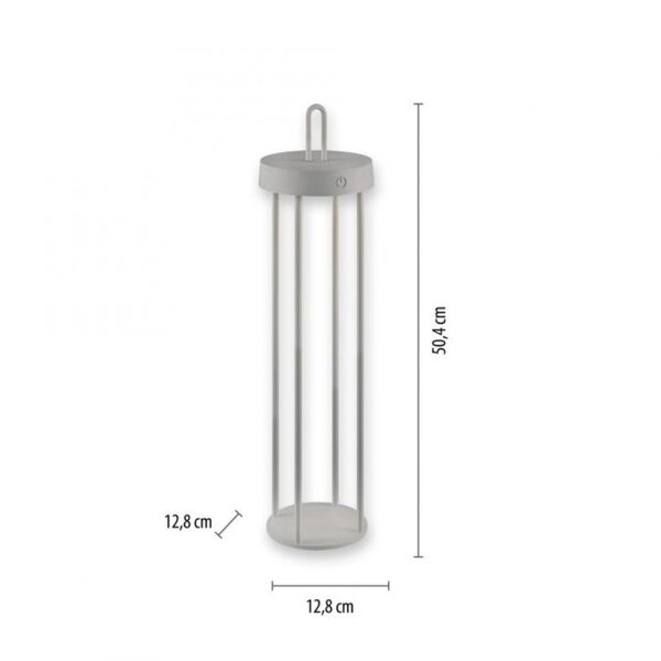Lampe de table LED rechargeable métal dimmable IP44 2700 K Greige