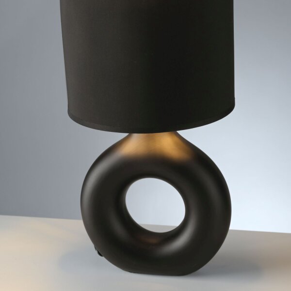 Lampe de table céramique tissu 30 cm E27 noir or Moderne
