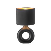 Lampe de table céramique tissu 30 cm E27 noir or...
