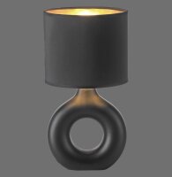 Lampe de table céramique tissu 30 cm E27 noir or...