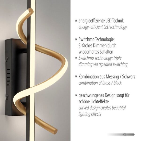 Applique LED métal dimmable 3000 K noir laiton