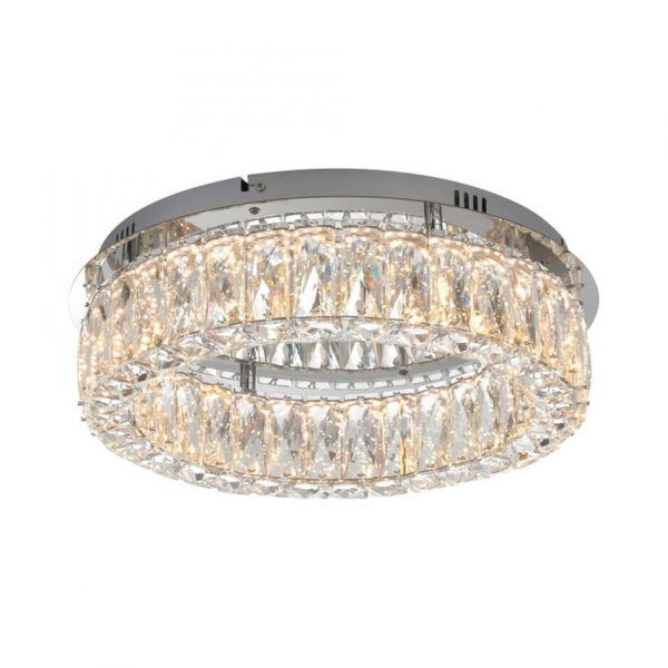 Lampe de plafonnier LED à intensité variable en verre acrylique chromé Ø40 cm 22 W