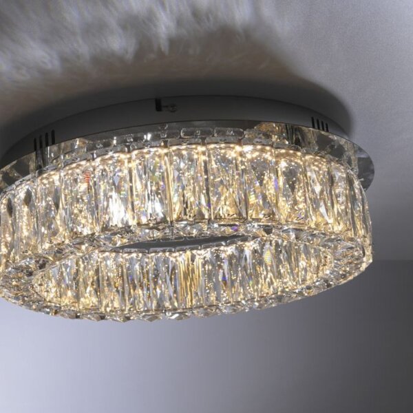 Lampe de plafonnier LED à intensité variable en verre acrylique chromé Ø40 cm 22 W